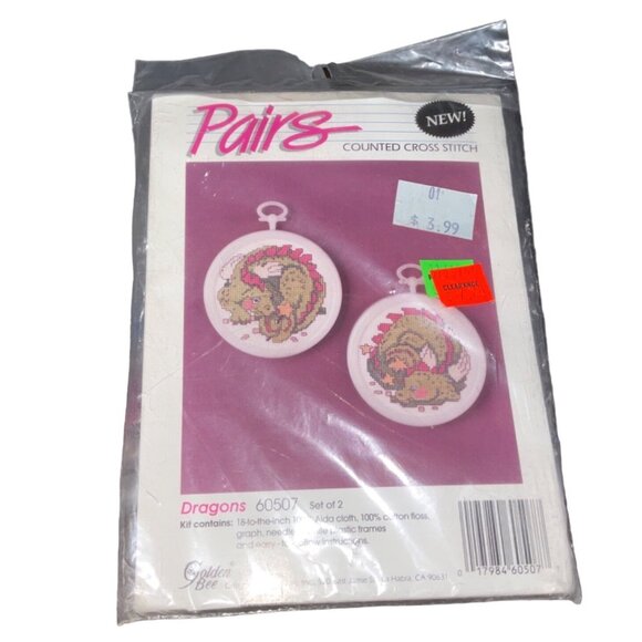 Golden Bee Cross Stitch Pairs 60507 Counted Cross Stitch Dragons Kit Sealed - Picture 1 of 2